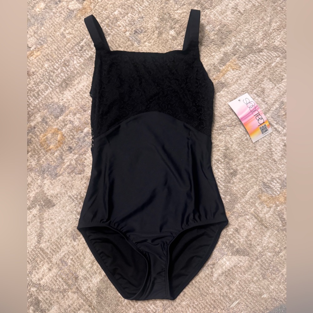 NWT Baltogs black ballet leotard lace detail adult XS discount dance